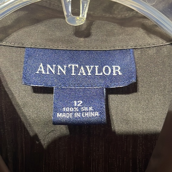 Ann Taylor 12 chocolate brown button down blouse 💯 silk worn once euc like new - Picture 2 of 7